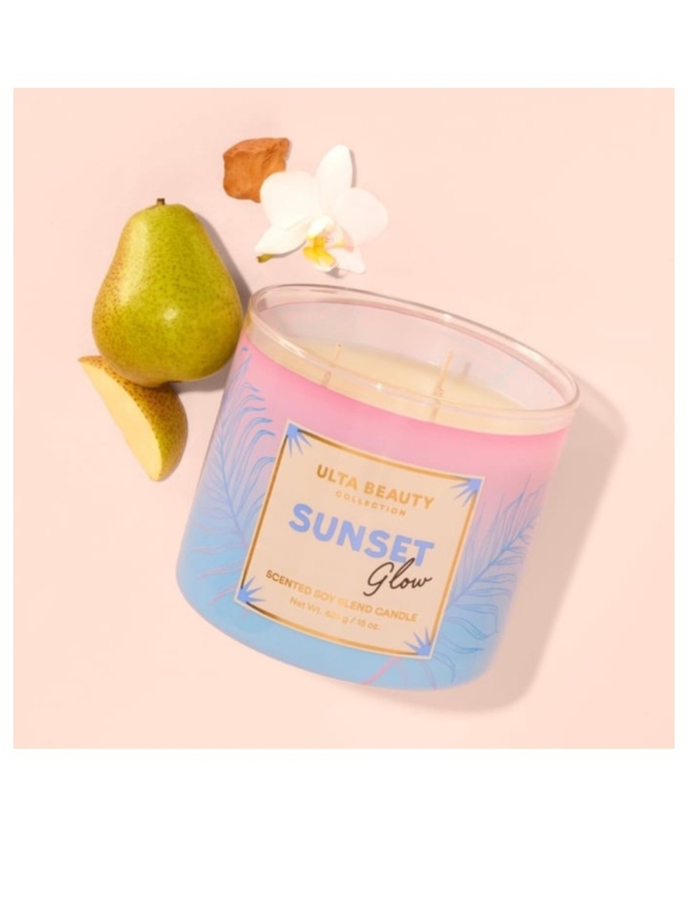 ​2 PC Bundle Ulta Beauty Sunset Glow 3 Wick Scented Soy Candle 15oz
